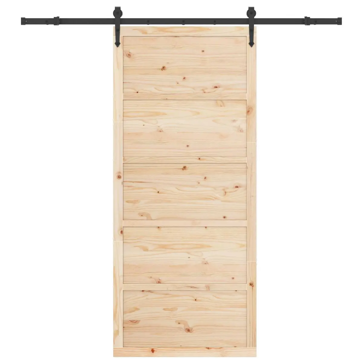 Sliding Door 100 x 208 cm Solid Pine Wood Natural Brown Modern Interior Room