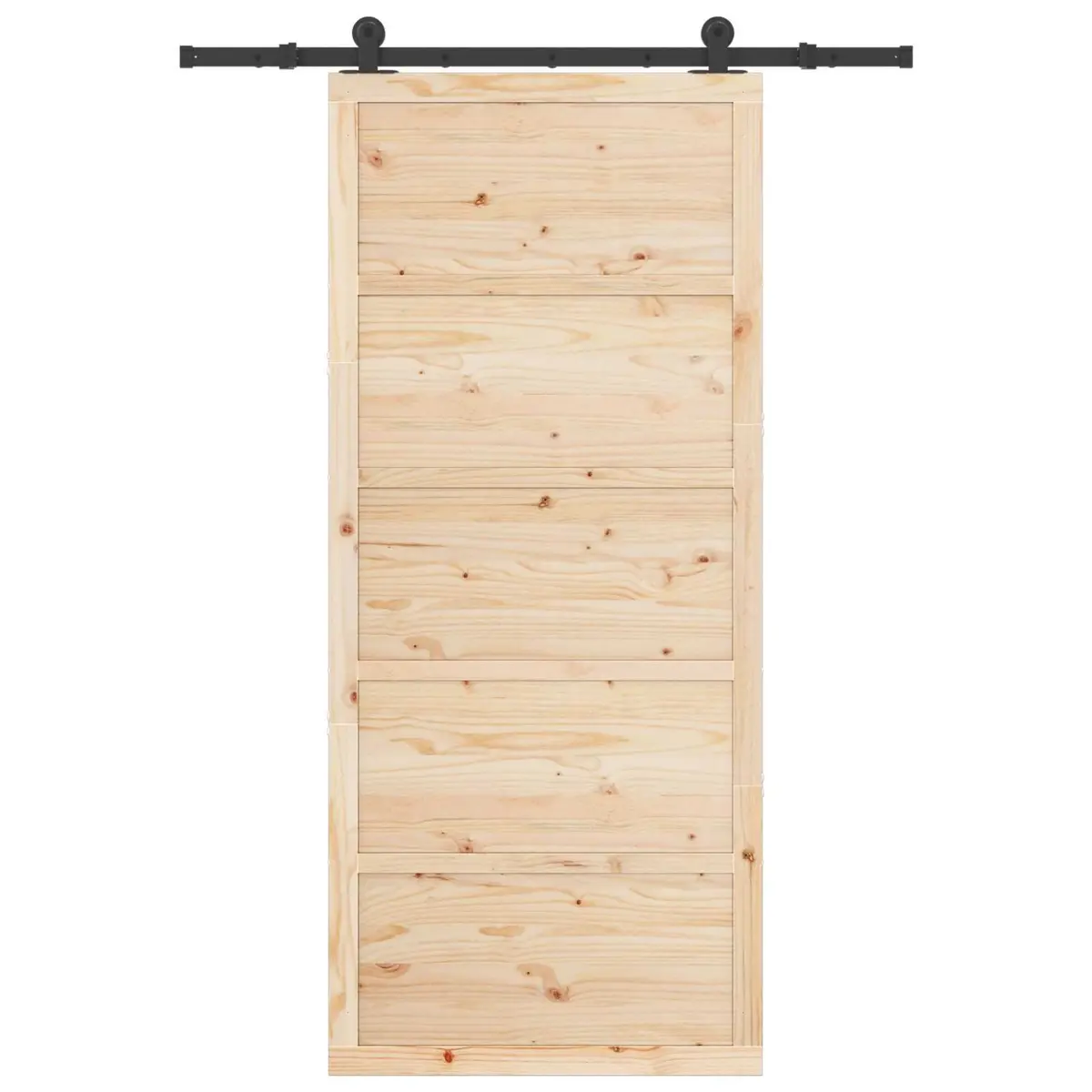 Sliding Door Solid Pine Wood 80 x 208 cm Natural Brown Modern Space Saving