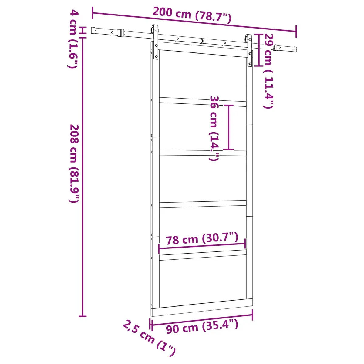 Sliding Door Solid Pine Wood Natural 90x208cm Modern Interior Room Divider