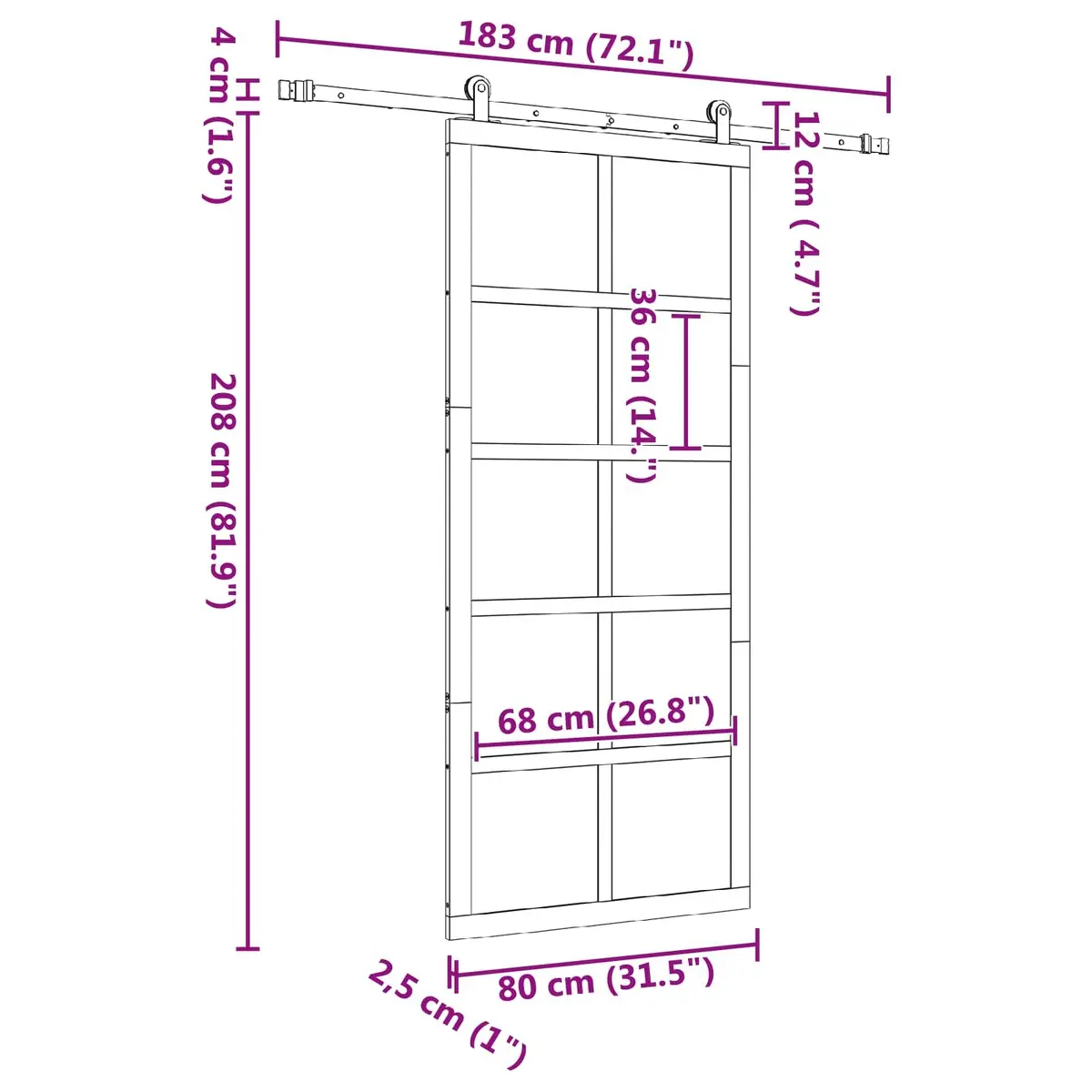 Sliding Door Interior Room Divider Natural Solid Pine Wood 80x208cm Space Saving