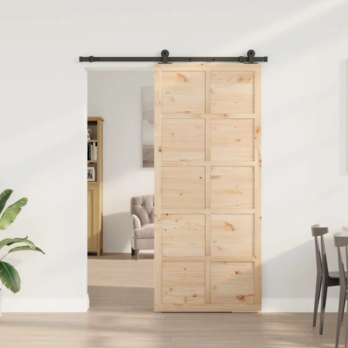 Sliding Door 80 x 208 cm Solid Pine Wood Natural Brown Interior Room Divider