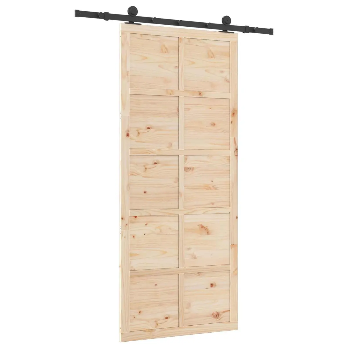 Sliding Door 80 x 208 cm Solid Pine Wood Natural Brown Interior Room Divider