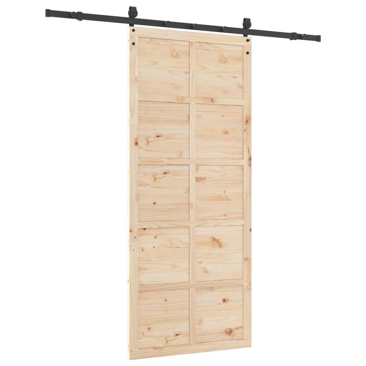 Sliding Door Solid Pine Wood 100 x 208 cm Brown Modern Interior Room Divider