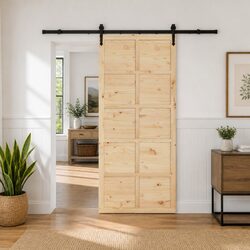 Sliding Door Natural Solid Pine Wood 80 x 208 cm Interior Room Divider