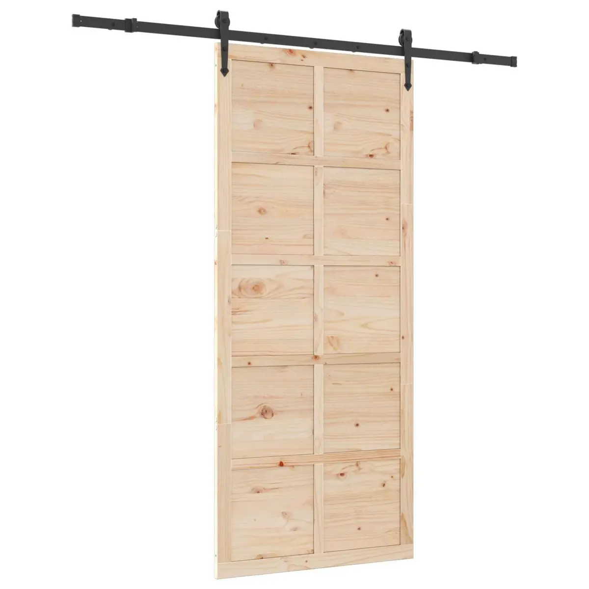 Sliding Door Solid Pine Wood 100 x 208 cm Brown Modern Interior Space-Saving