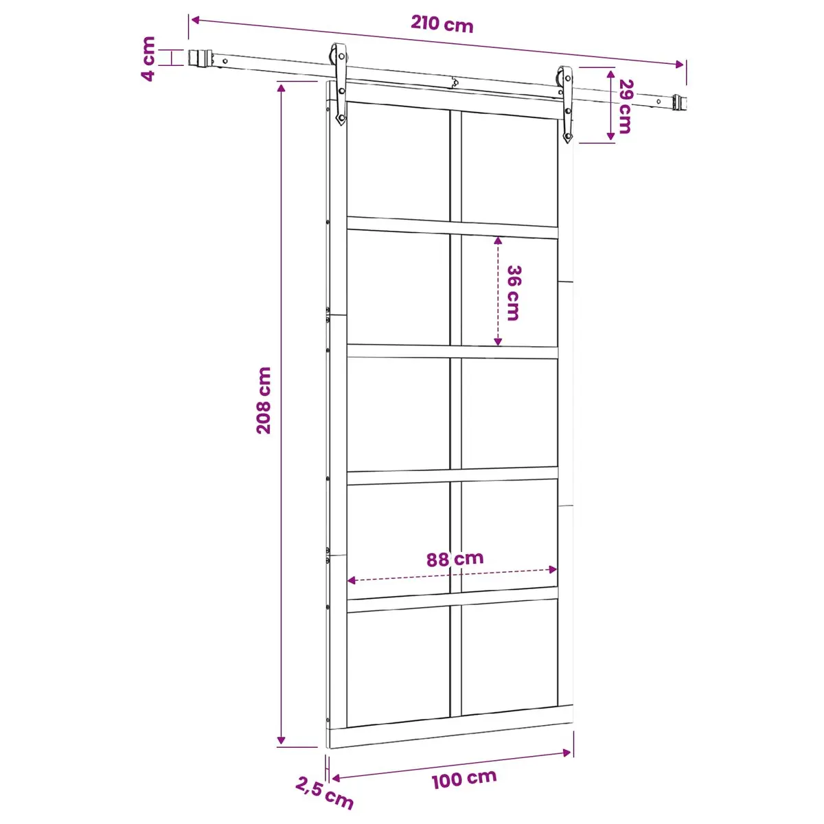 Sliding Door Solid Pine Wood 100 x 208 cm Brown Modern Interior Space-Saving