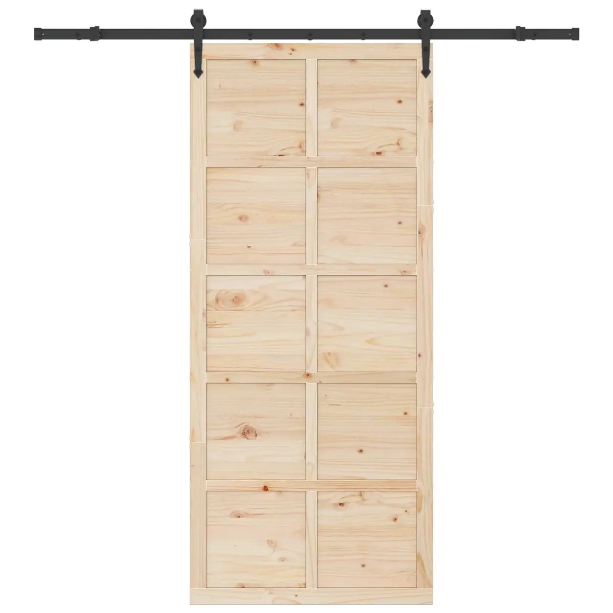 Sliding Door Solid Pine Wood 100 x 208 cm Brown Modern Interior Space-Saving