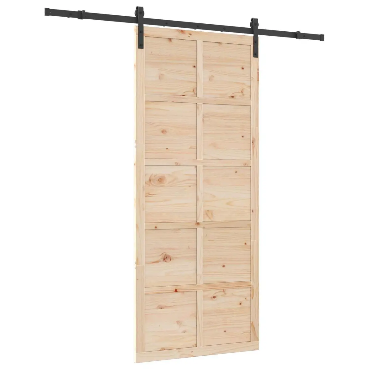 Sliding Door Solid Pine Wood 80 x 208 cm Brown Space-Saving Interior Home