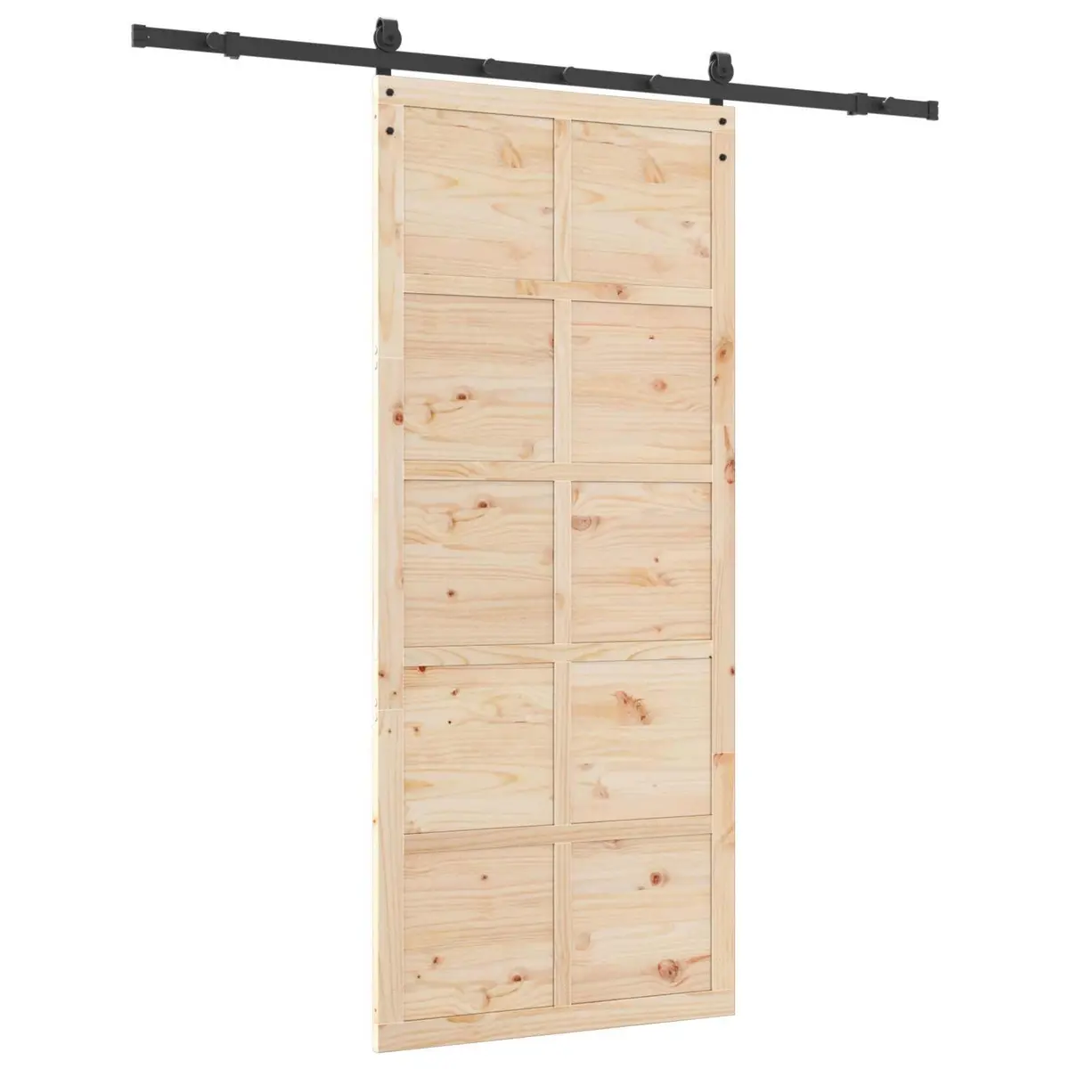 Sliding Door Solid Pine Wood 80 x 208 cm Brown Space-Saving Interior Home