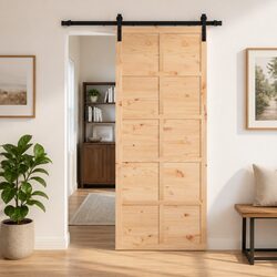 Sliding Door for Compact Areas: 80 x 208 cm Natural Pine Wood