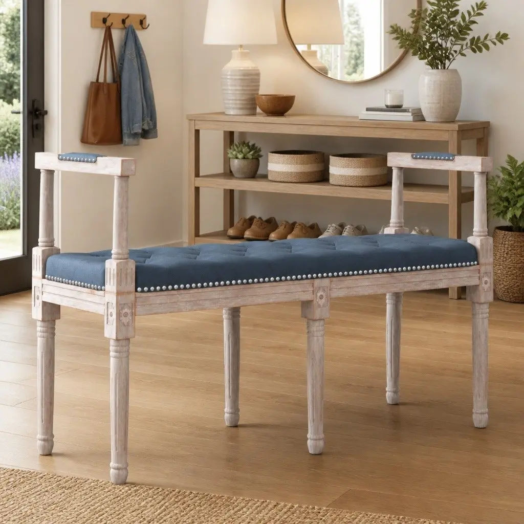 Bench Velvet Upholstery Dark Grey Tufted Seat Wooden Legs 110 x 40 x 70 cm Entryway Living Room