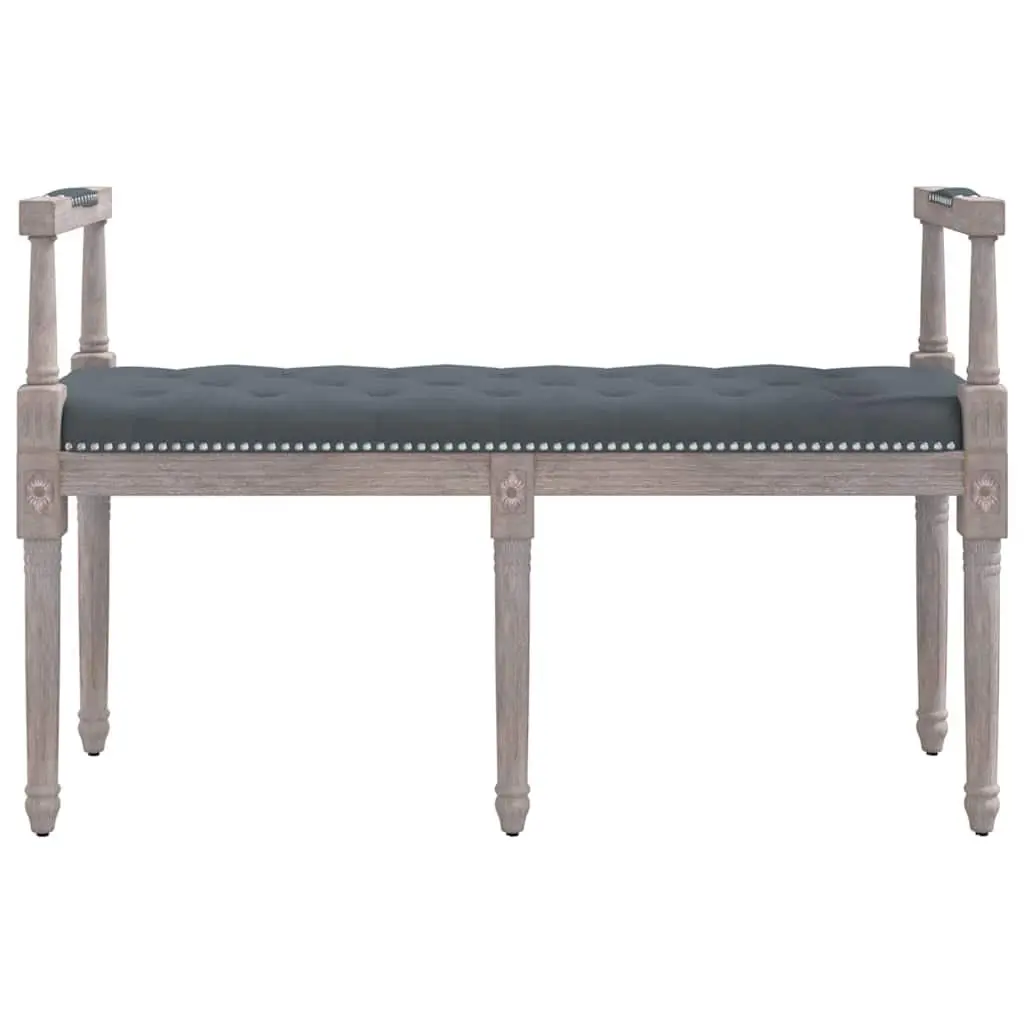 Bench Velvet Upholstery Dark Grey Tufted Seat Wooden Legs 110 x 40 x 70 cm Entryway Living Room