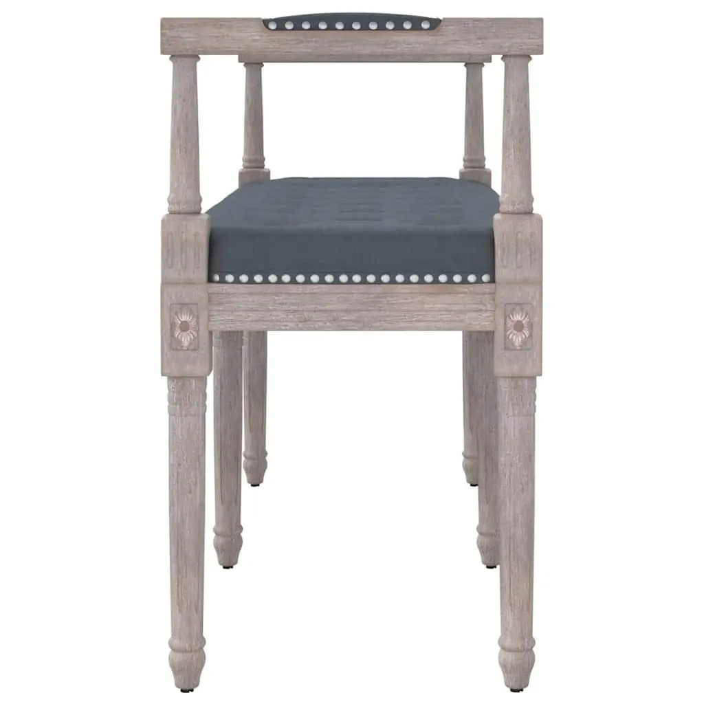 Bench Velvet Upholstery Dark Grey Tufted Seat Wooden Legs 110 x 40 x 70 cm Entryway Living Room