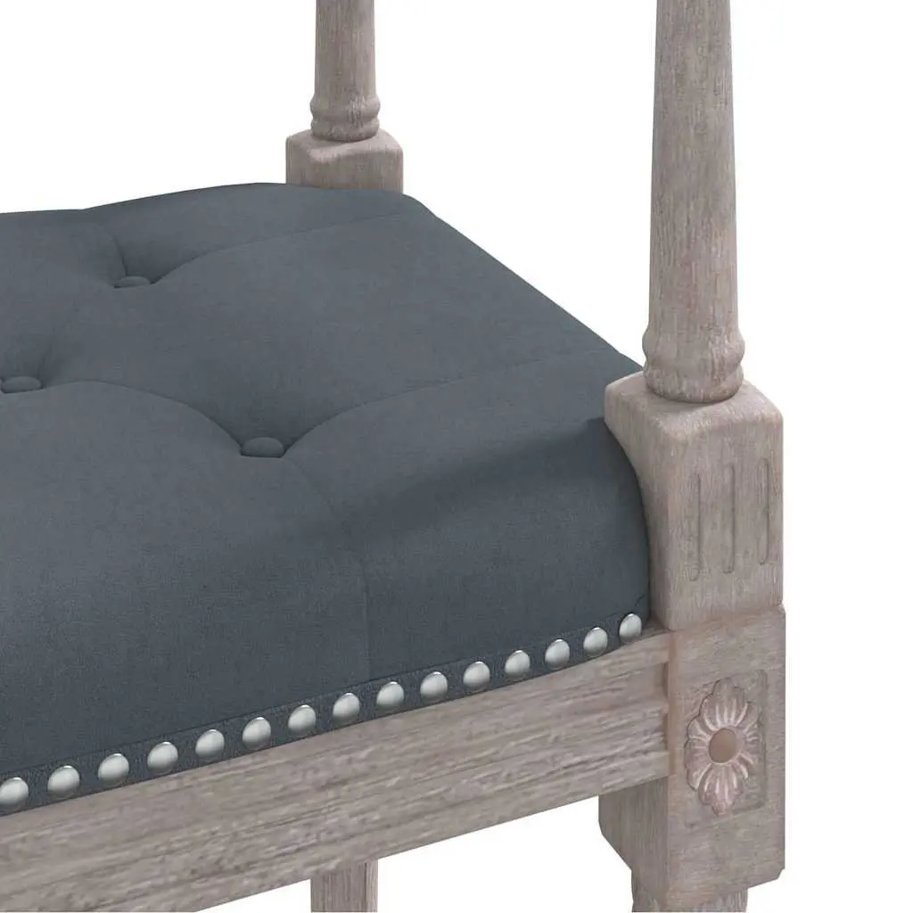 Bench Velvet Upholstery Dark Grey Tufted Seat Wooden Legs 110 x 40 x 70 cm Entryway Living Room