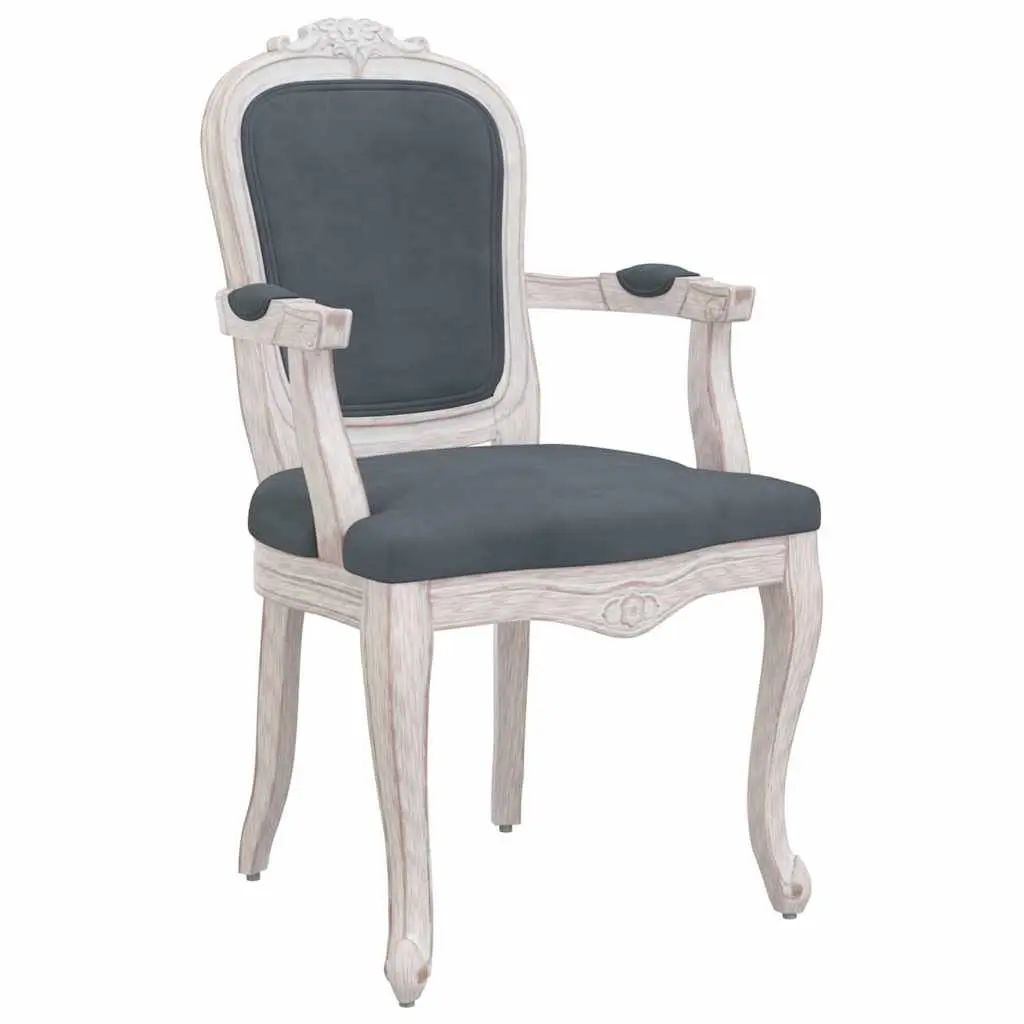 Dining Chairs Velvet Grey Set of 2 Wooden Legs