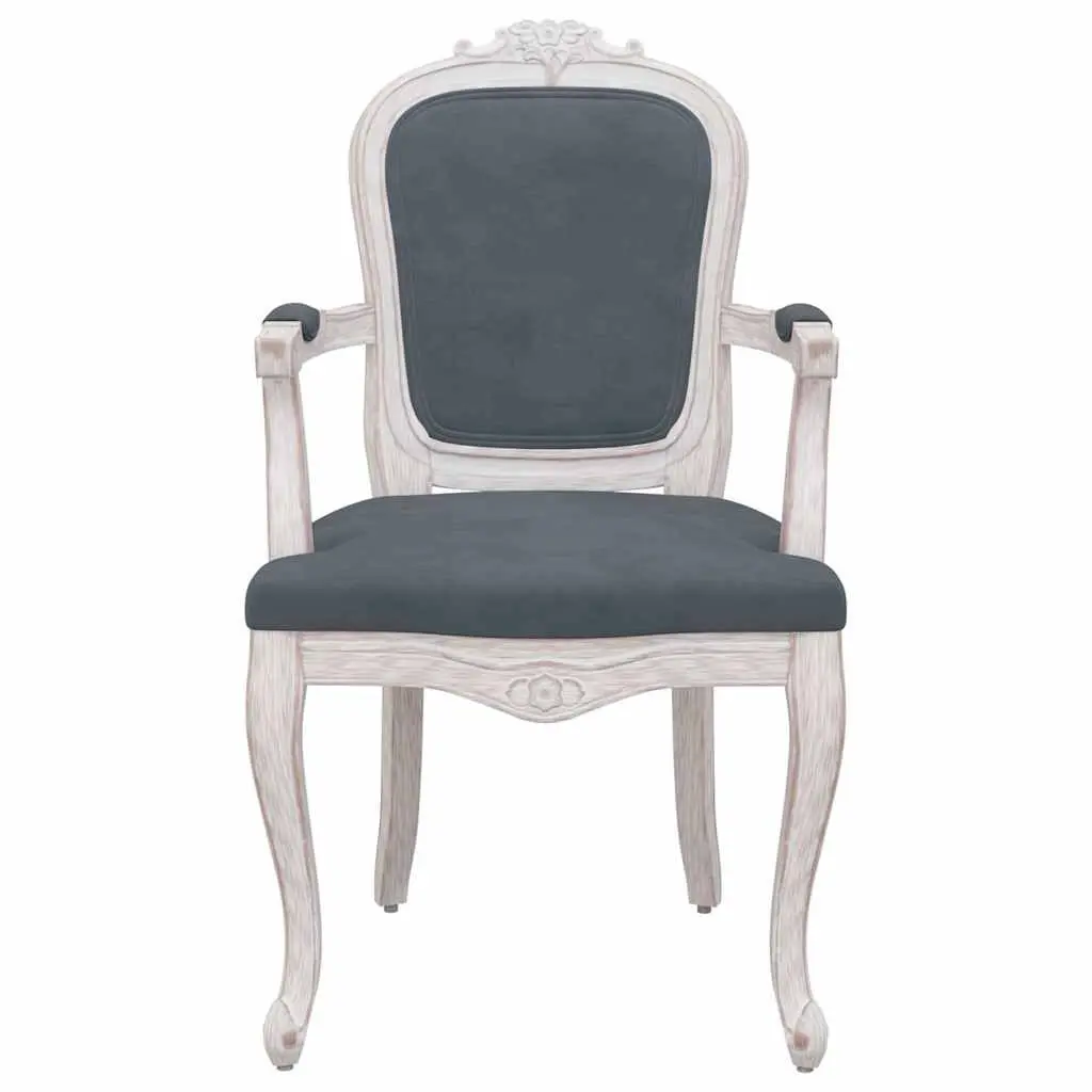 Dining Chairs Velvet Grey Set of 2 Wooden Legs