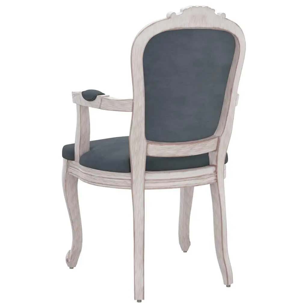 Dining Chairs Velvet Grey Set of 2 Wooden Legs