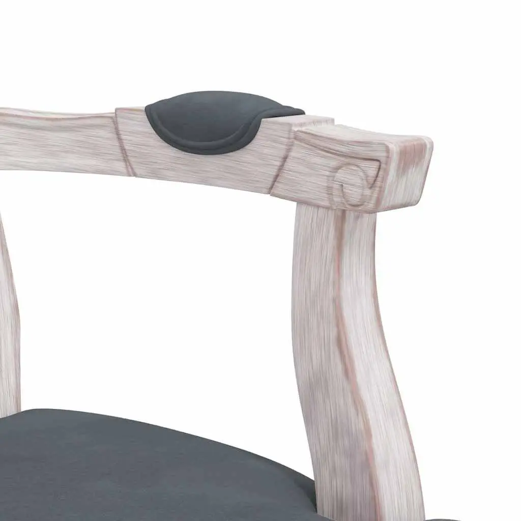 Dining Chairs Velvet Grey Set of 2 Wooden Legs