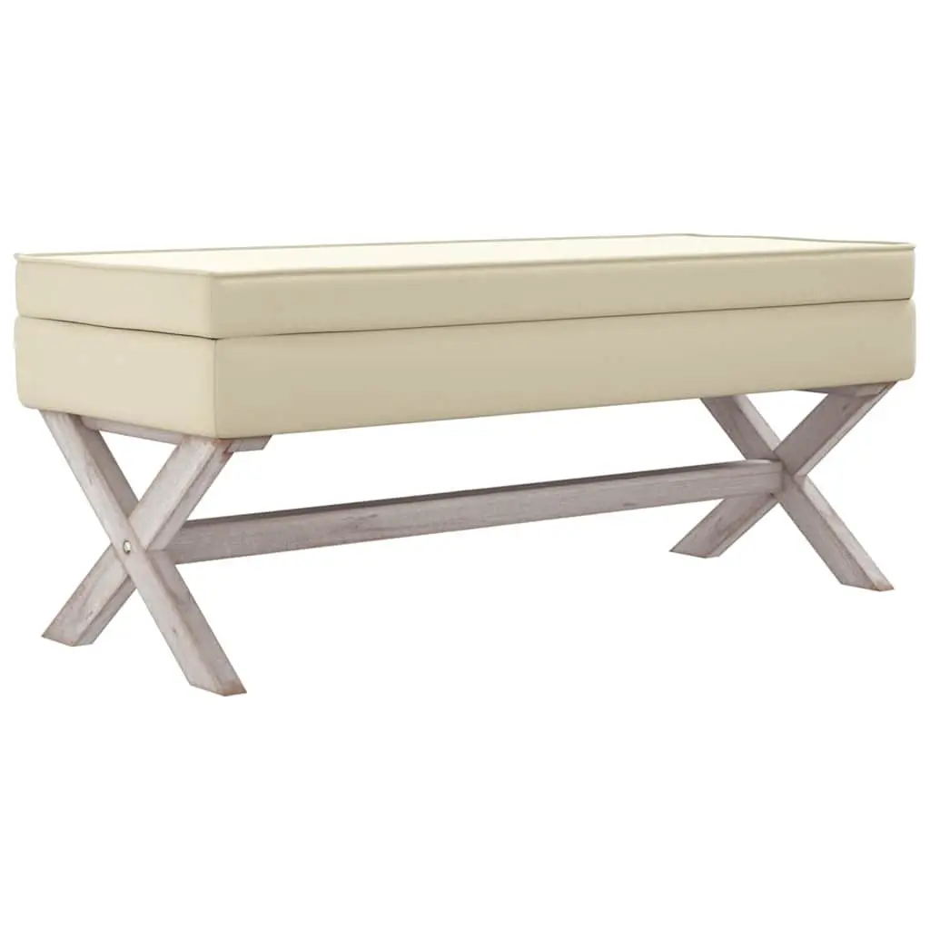Storage Stool Bench 110x45x49cm Linen Seat Entryway Footrest Storage Box Beige
