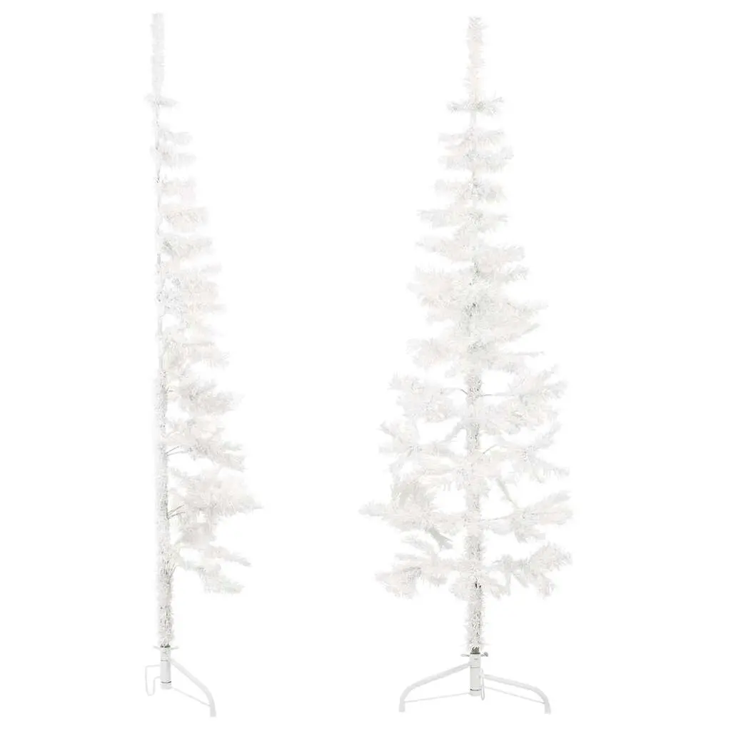 Half Christmas Tree Slim Artificial Holiday Decoration White 120cm Indoor
