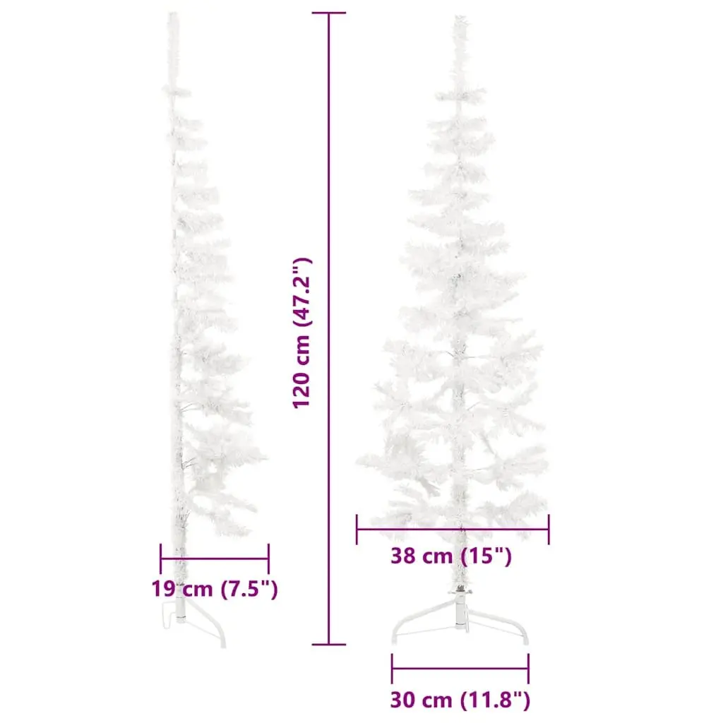 Half Christmas Tree Slim Artificial Holiday Decoration White 120cm Indoor