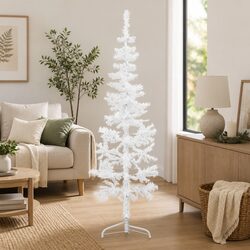Slim Artificial Half Christmas Tree 150cm White Holiday Home Decoration with