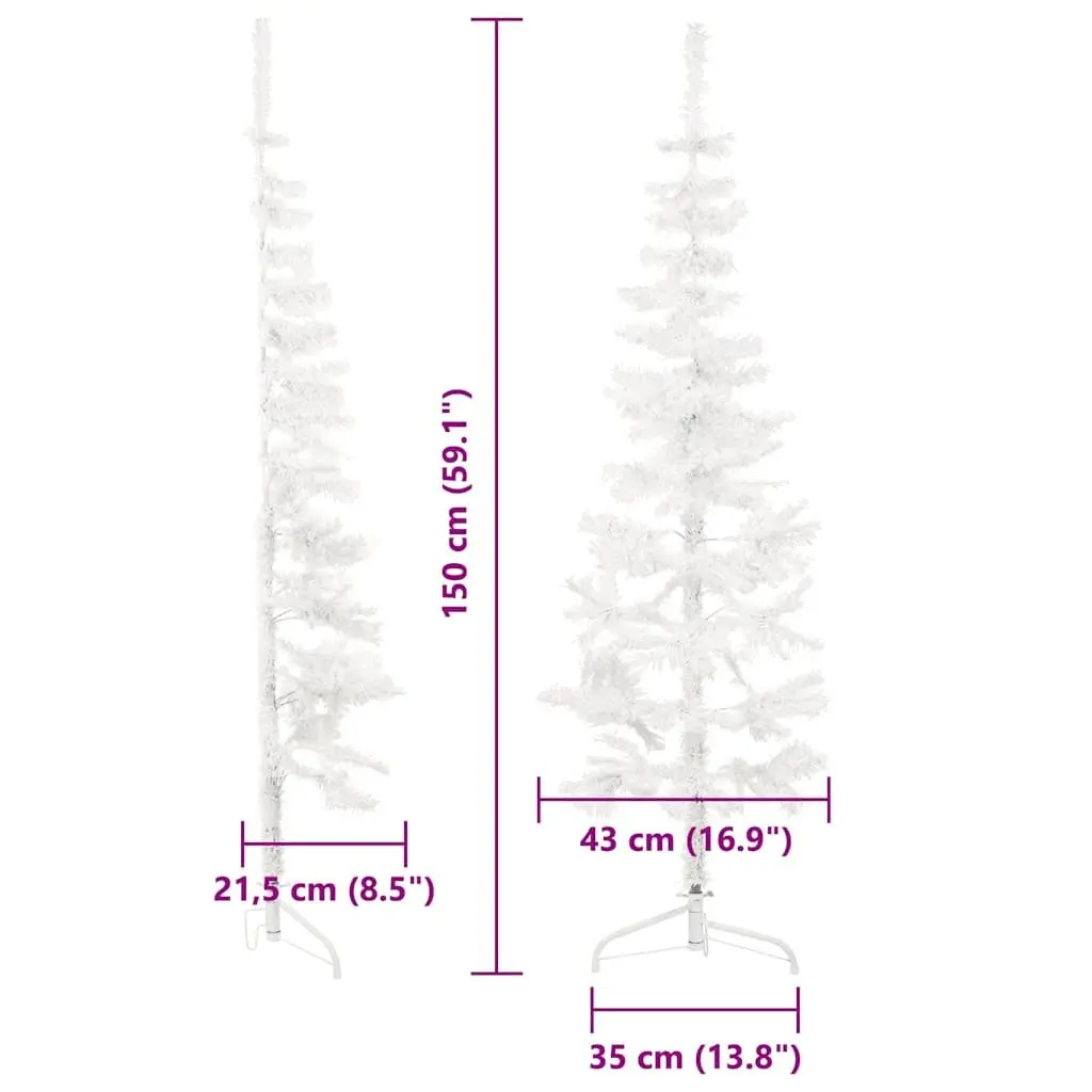 Slim Artificial Half Christmas Tree 150cm White Holiday Home Decoration with