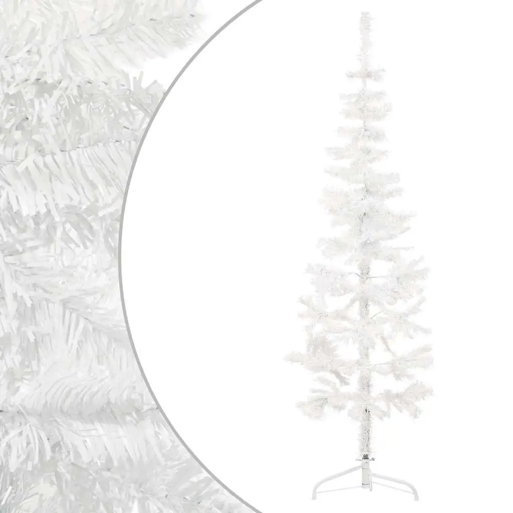 Slim Artificial Half Christmas Tree with Stand White 180cm Lifelike Holiday