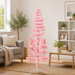 Half Christmas Tree Slim Artificial 150cm Pink Holiday Seasonal Home Decor Wall