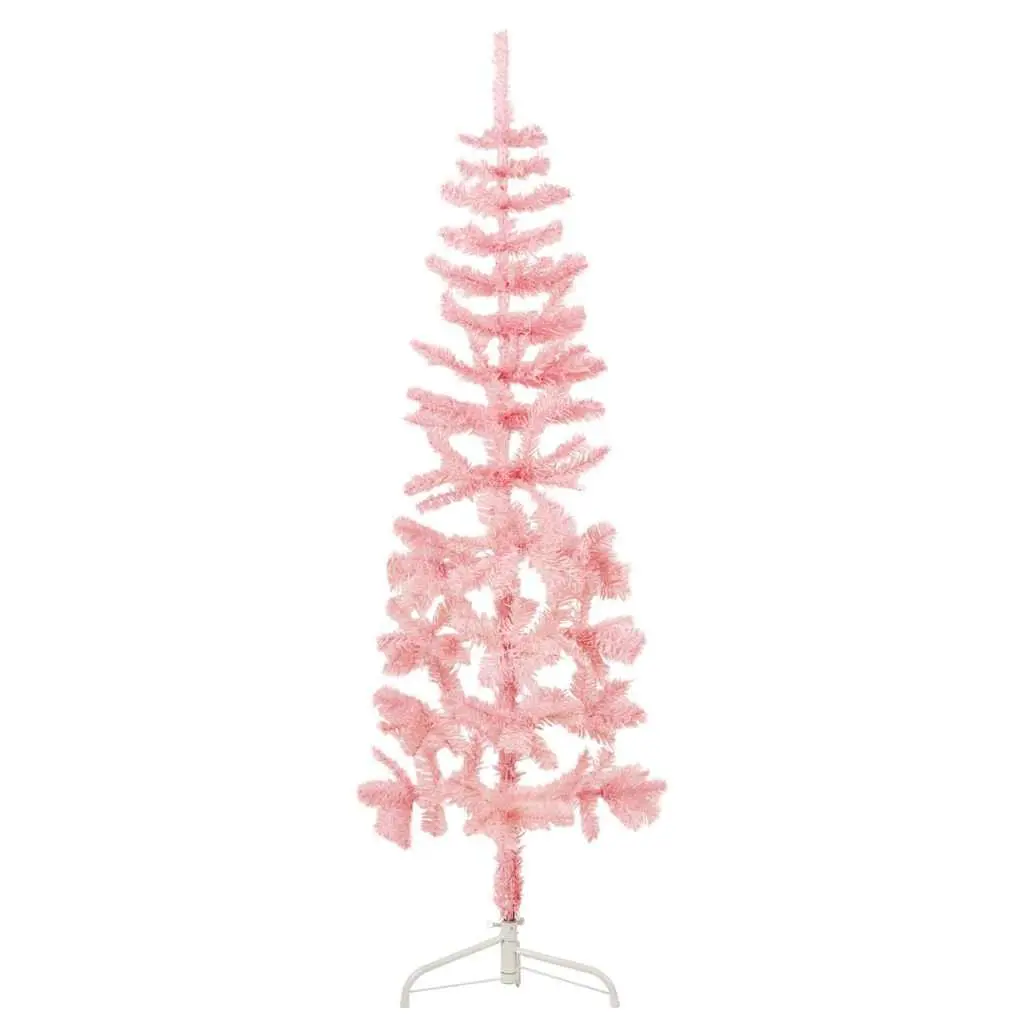 Half Christmas Tree Artificial 150cm Slim PVC Pink Seasonal Home Decor