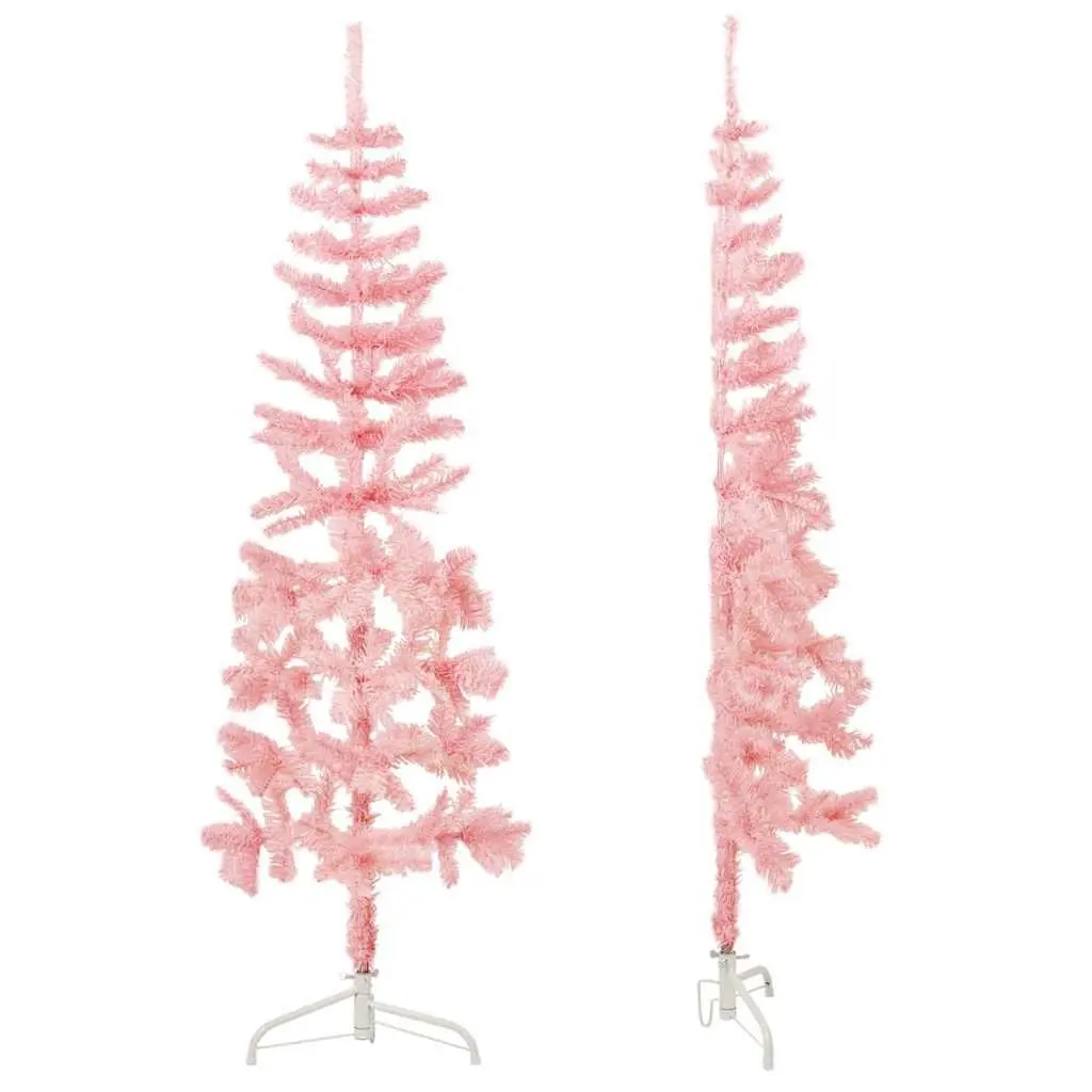 Half Christmas Tree Artificial 150cm Slim PVC Pink Seasonal Home Decor