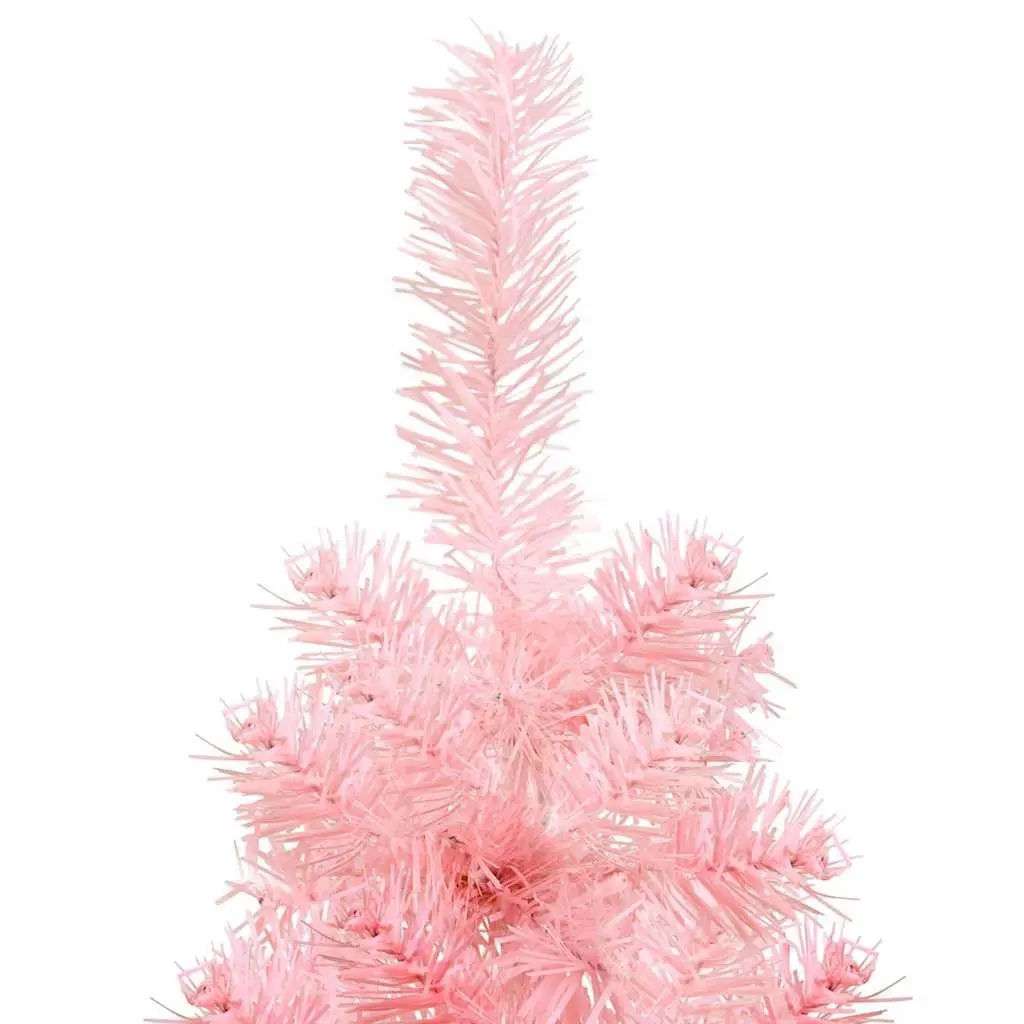 Slim Artificial Half Christmas Tree with Stand Pink 180cm Holiday Decor
