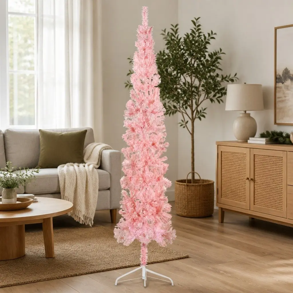210cm Pink Half Christmas Tree for Home Use