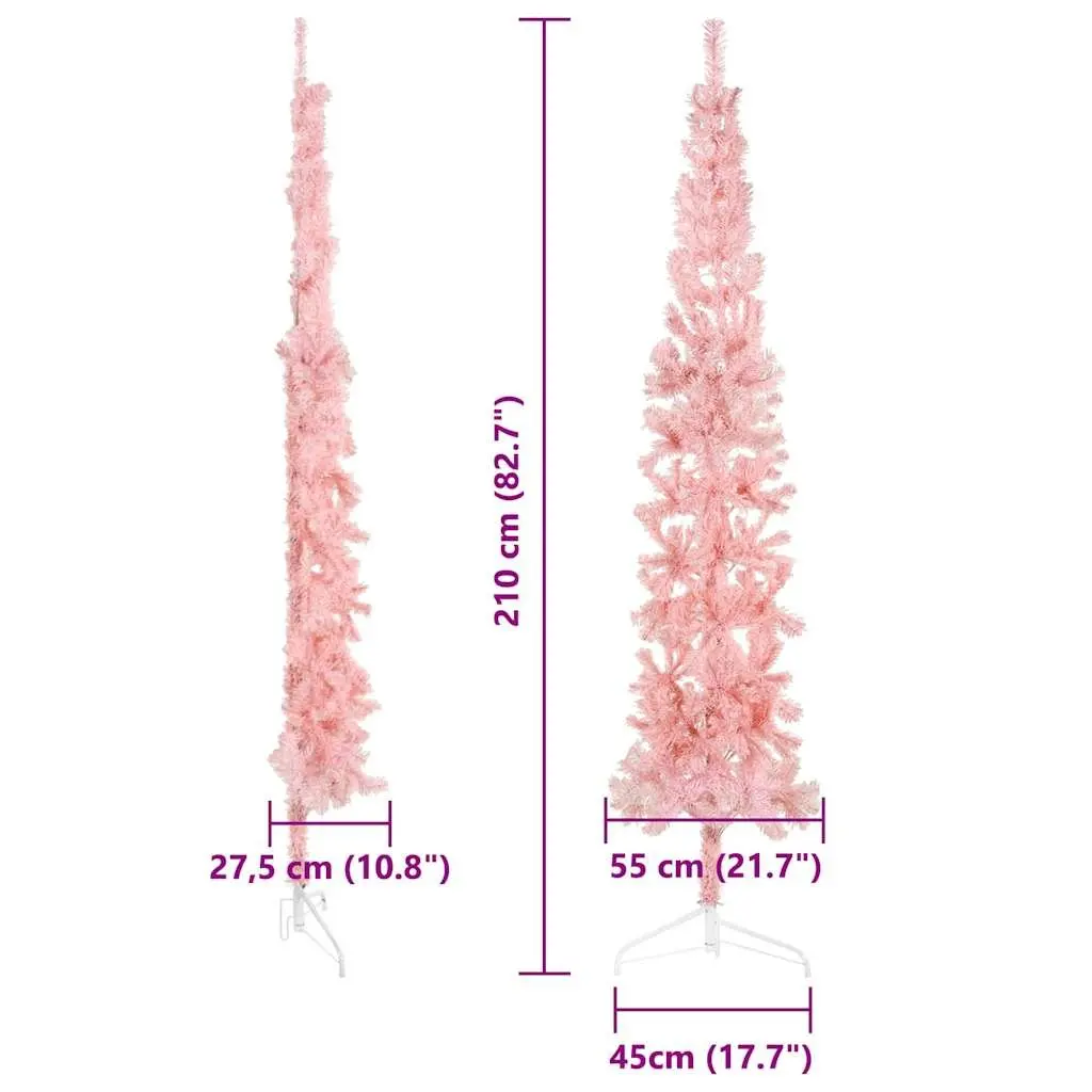 210cm Pink Half Christmas Tree for Home Use