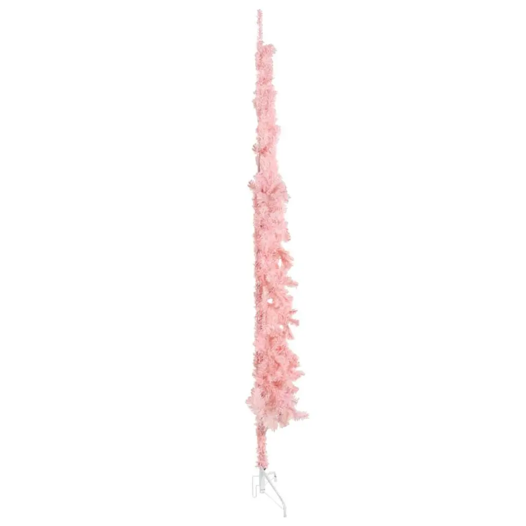 Slim Artificial Half Christmas Tree with Stand Pink 240cm Home Holiday Decor