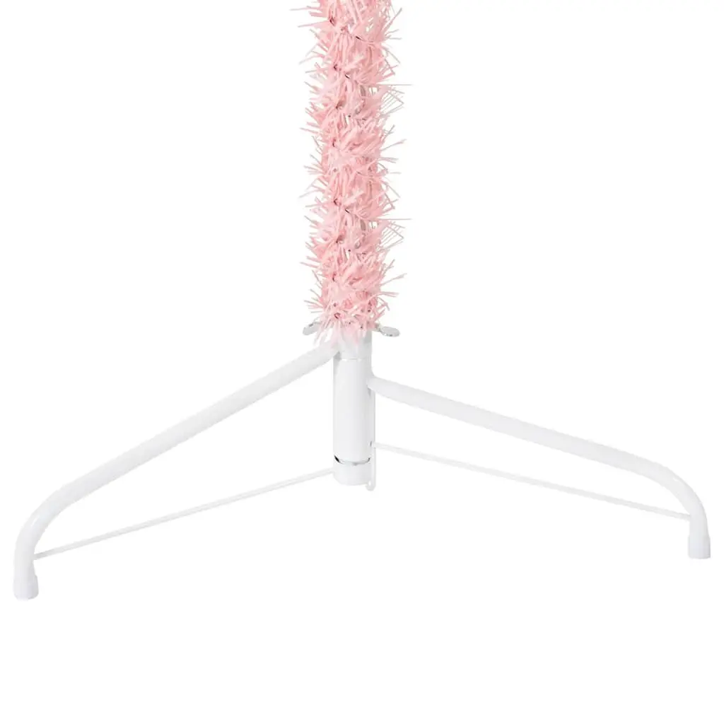 Slim Artificial Half Christmas Tree with Stand Pink 240cm Home Holiday Decor