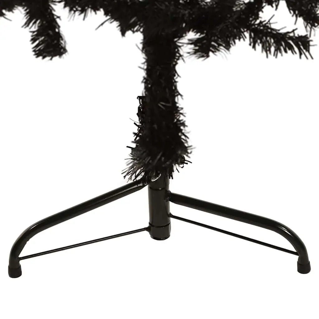 Slim Artificial Half Christmas Tree with Stand Black 150cm Space-Saving Holiday