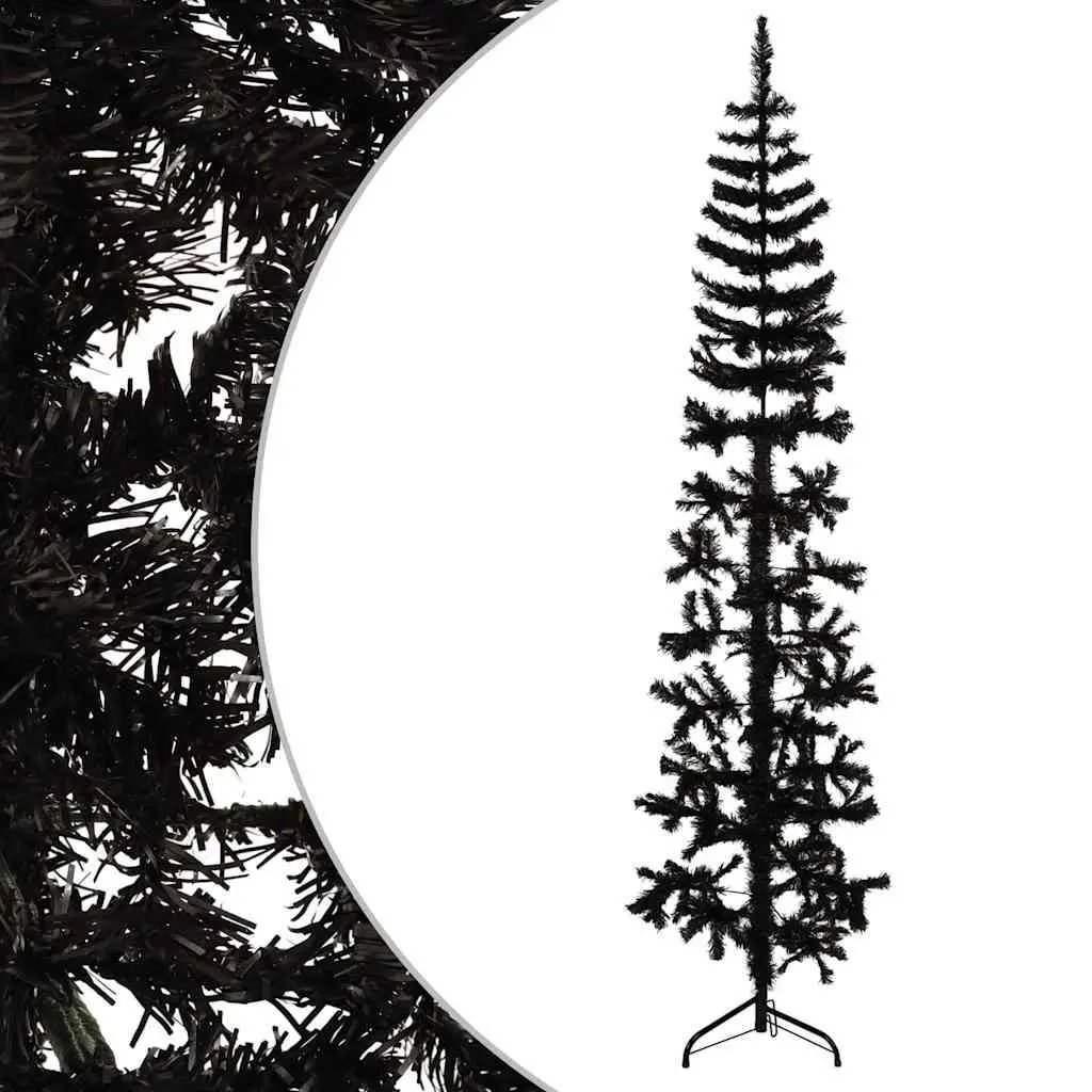 210cm Slim Black Half Christmas Tree for Small Spaces