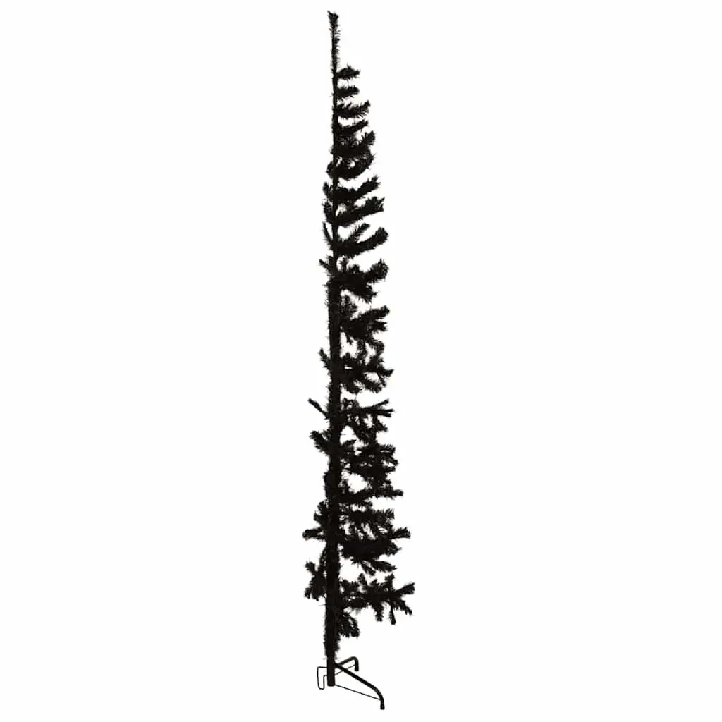210cm Slim Black Half Christmas Tree for Small Spaces