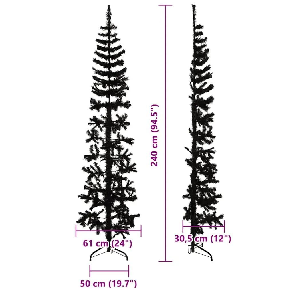 Slim Artificial Half Christmas Tree with Stand Space-Saving Holiday Decoration