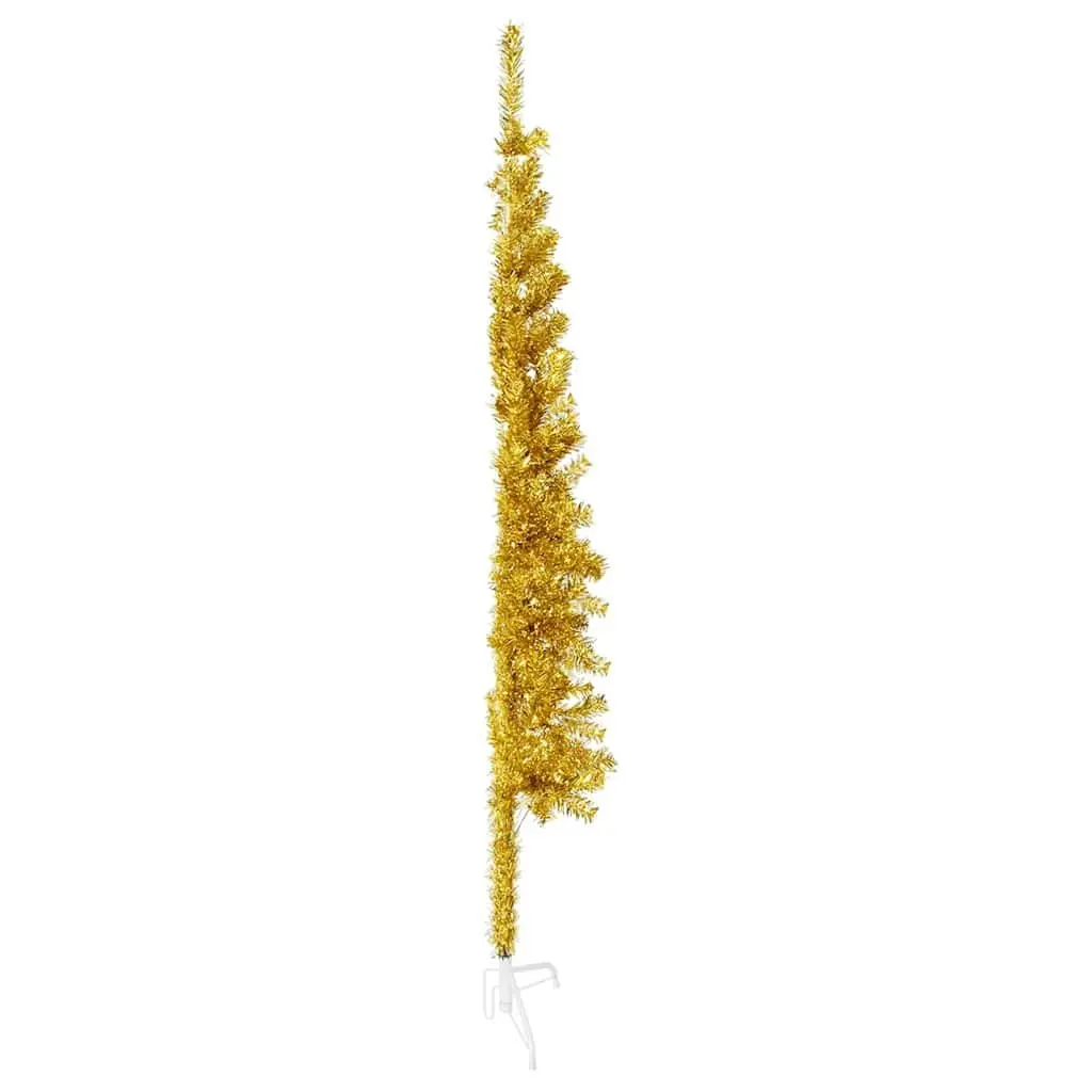 Slim Artificial Half Christmas Tree with Stand Holiday Seasonal Decoration Gold