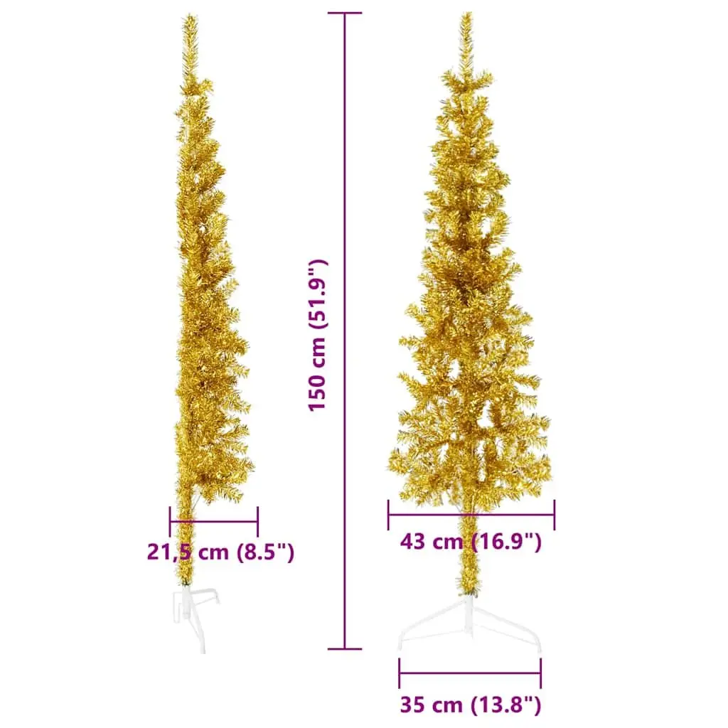 Artificial Half Christmas Tree PVC 150cm Gold