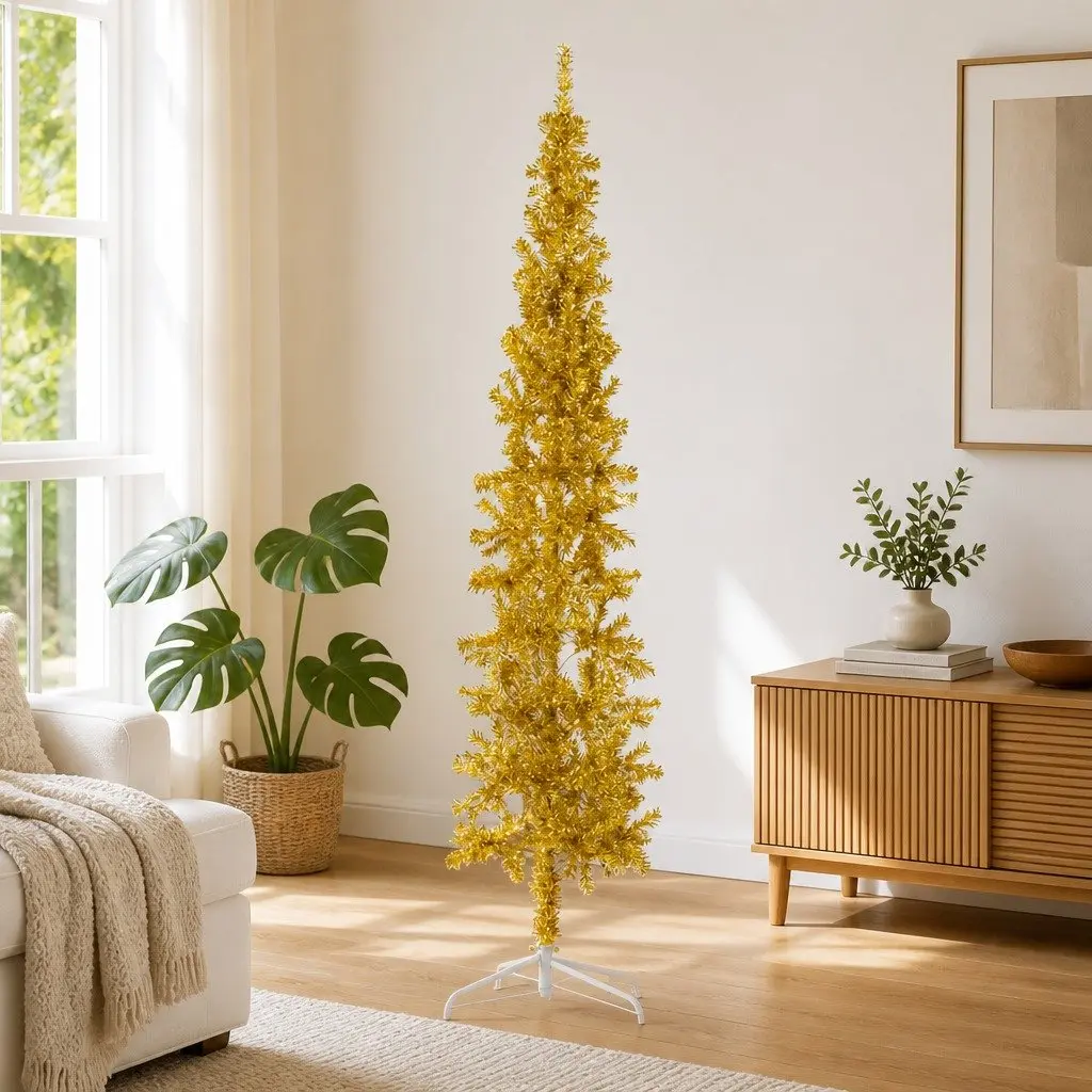 Half Christmas Tree Artificial PVC 210cm Gold