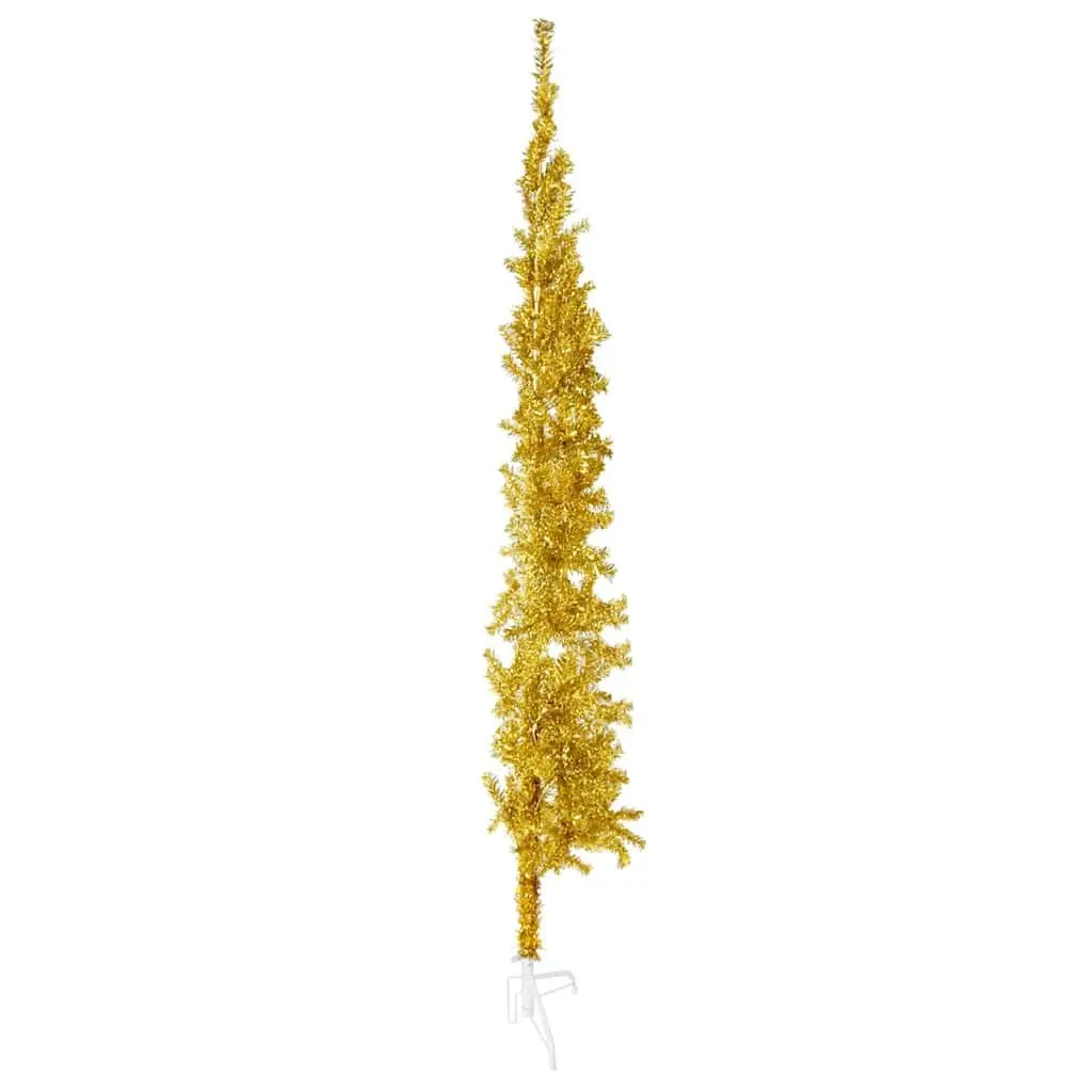 Slim Artificial Half Christmas Tree with Stand Holiday Decoration 240cm Gold