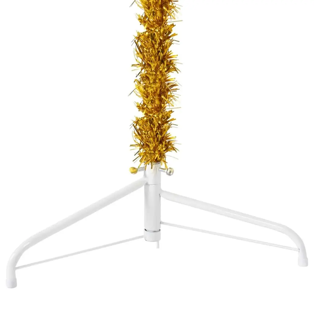 Slim Artificial Half Christmas Tree with Stand Holiday Decoration 240cm Gold