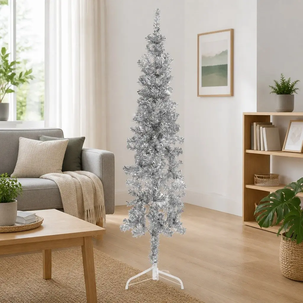 Half Christmas Tree Artificial PVC 180 cm Silver
