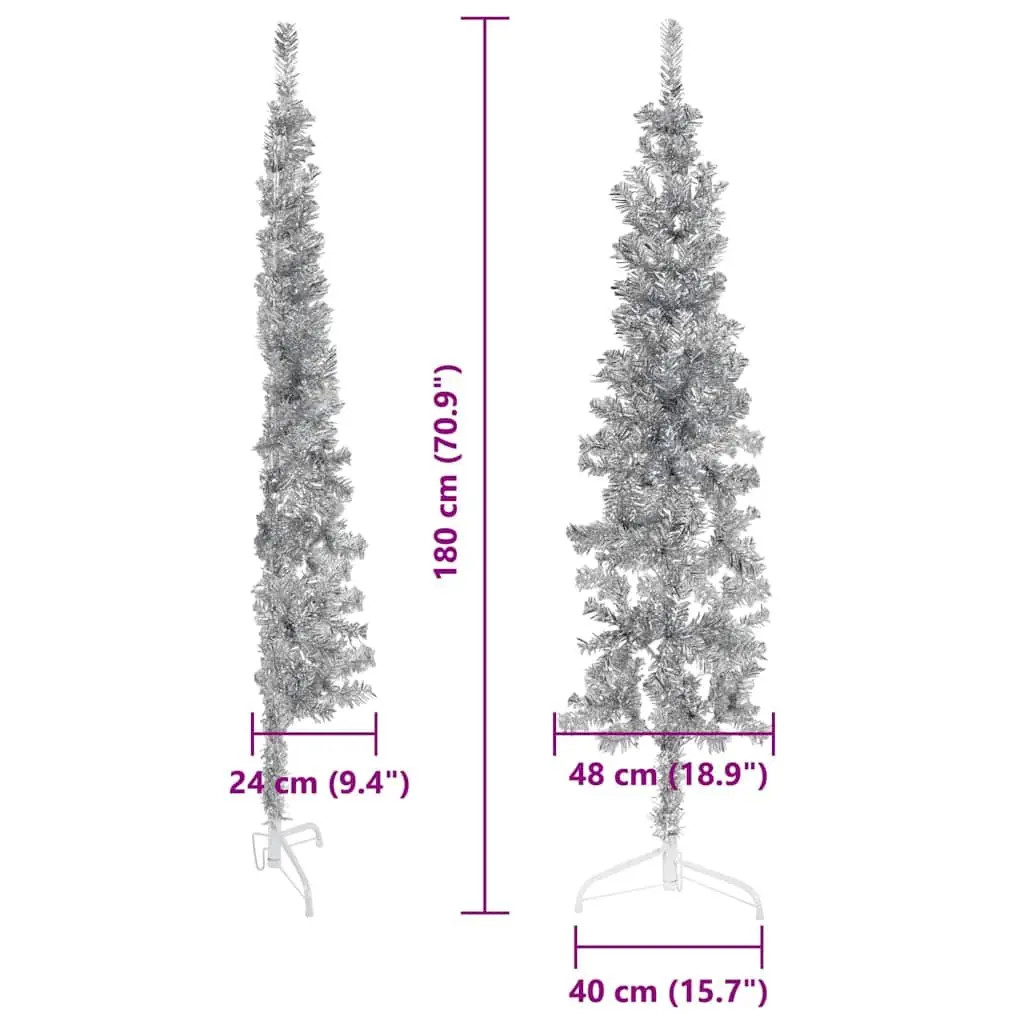 Half Christmas Tree Artificial PVC 180 cm Silver