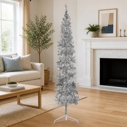 Artificial Half Christmas Tree Slim Silver 240cm Holiday Home Decor Wall Mount