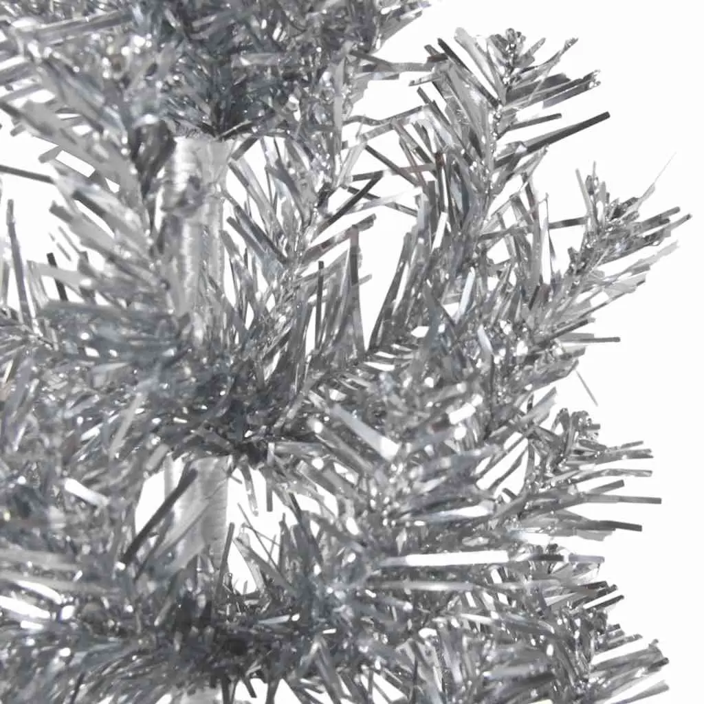 Slim Silver Artificial Half Christmas Tree 240cm Wall Mounted Home Decor