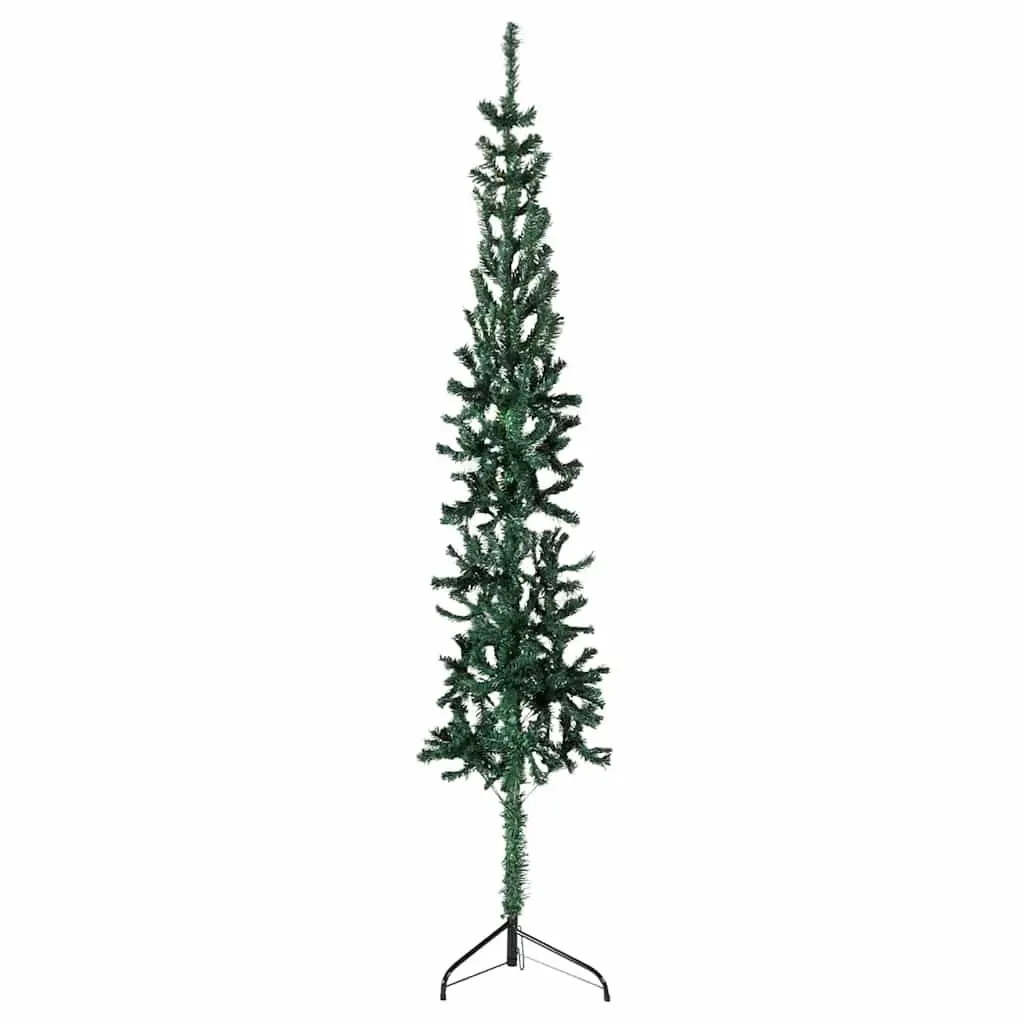 Slim Artificial Half Christmas Tree with Stand Green 240cm Holiday Decoration